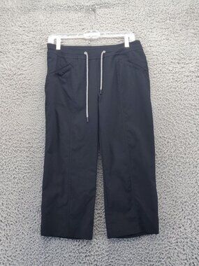 Chicos Pants Womens 0 US 4 Black Capri Perfect Stretch Elastic Drawstring Casual